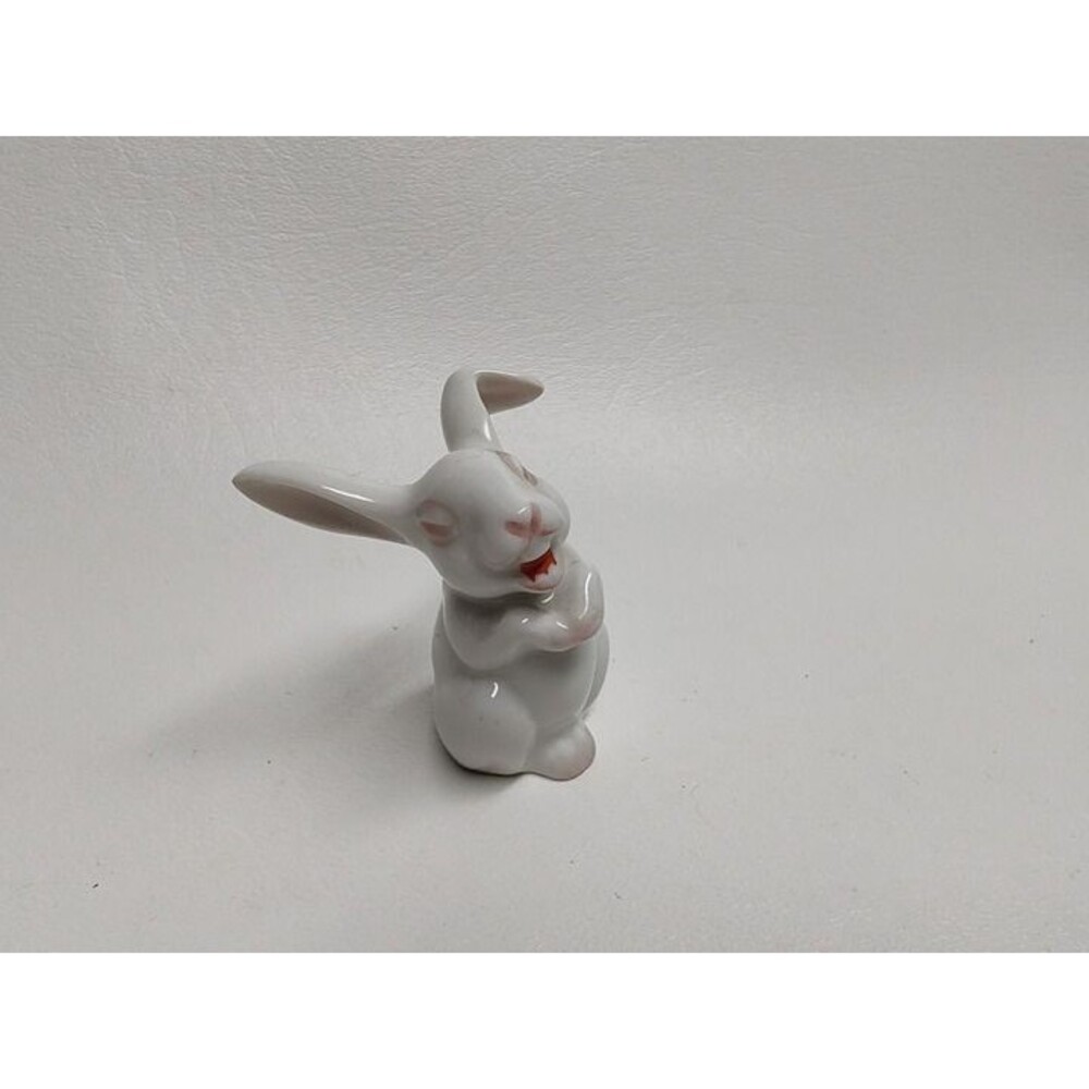 Vintage Rosenthal Laughing Rabbit Miniature White Figurine Glossy Germany 2" T